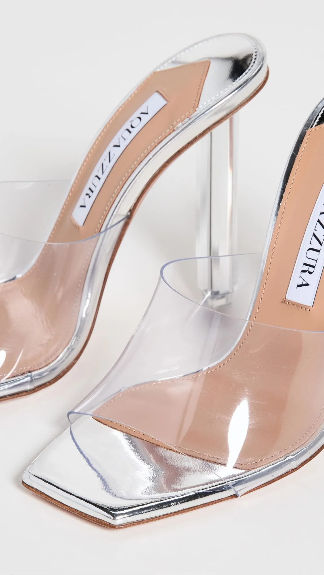 AQUAZZURA MIRROR PLEXI MULE SANDALS