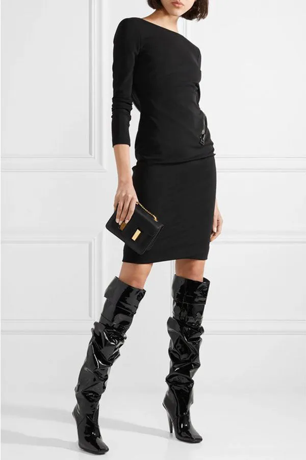 Black Glamorous Draped Boots