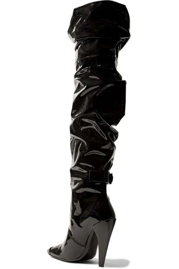 Black Glamorous Draped Boots