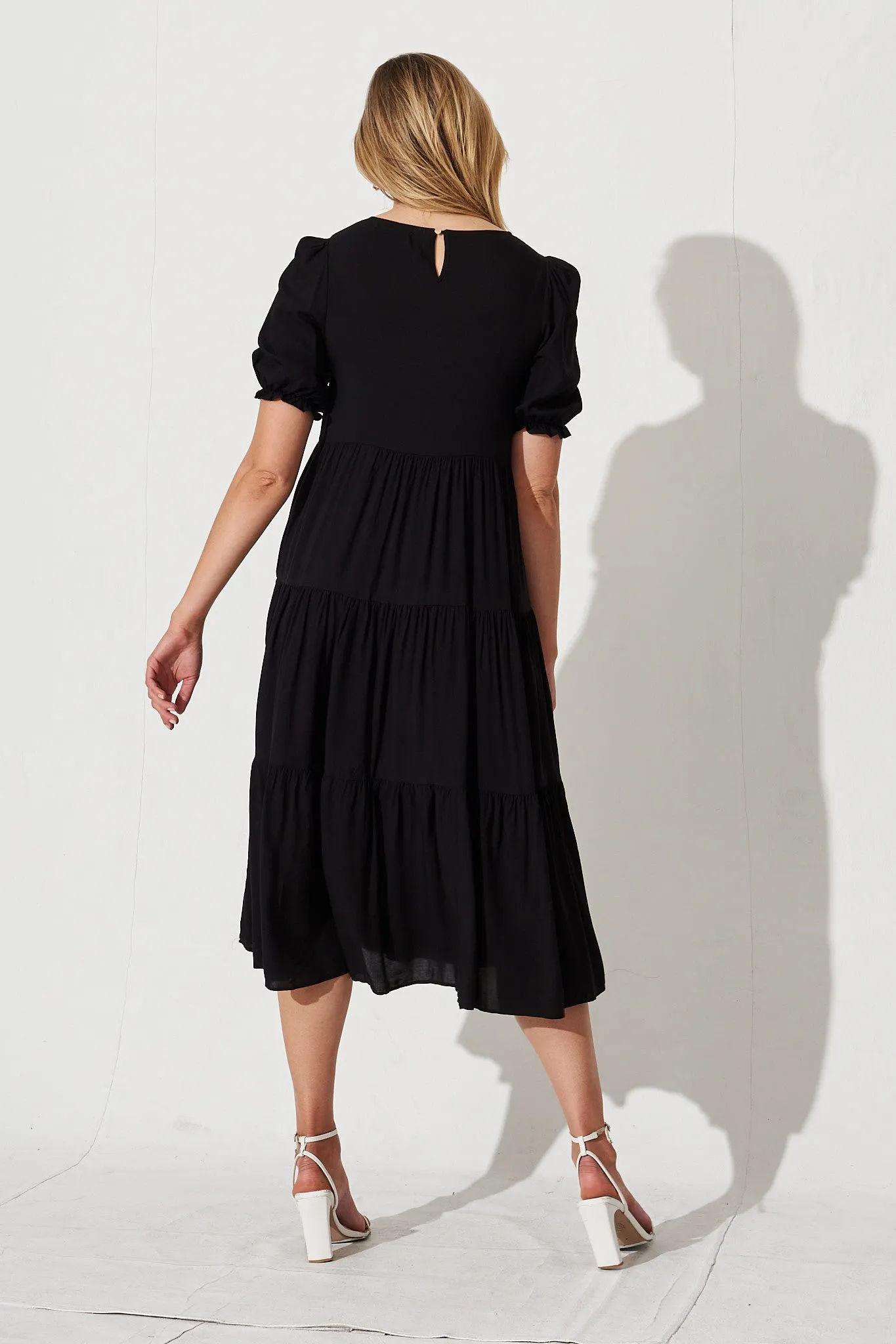 Black Midi Smock Dress - Nevi