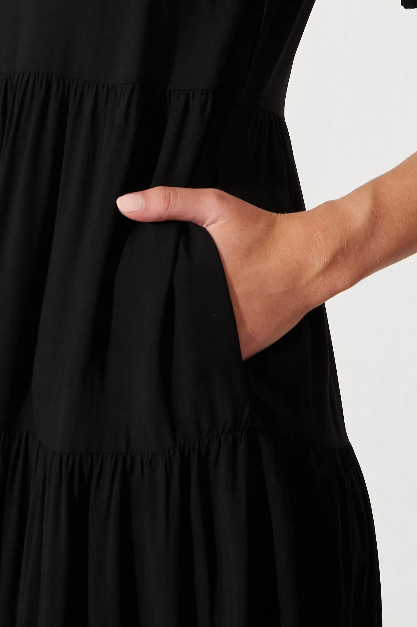 Black Midi Smock Dress - Nevi
