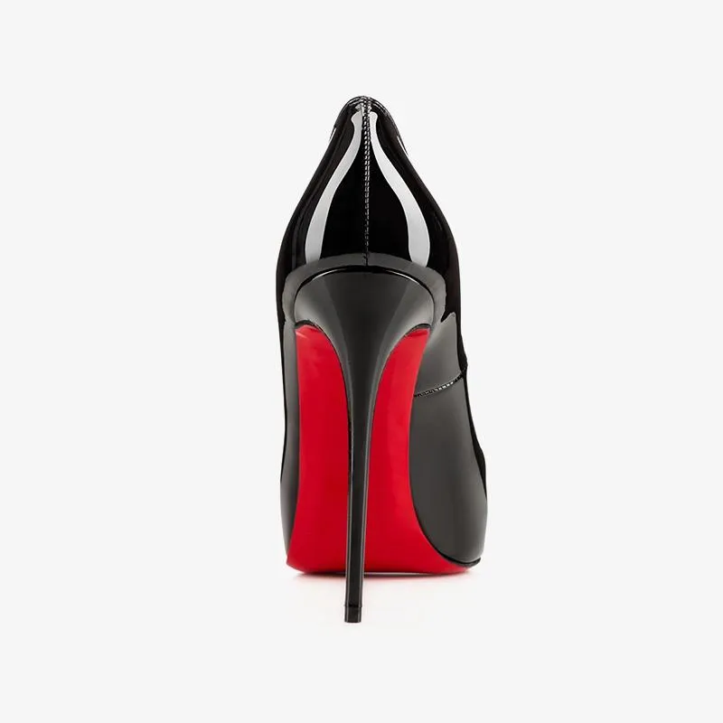 Black Patent Leather 120mm Peep Toe Stiletto Pumps