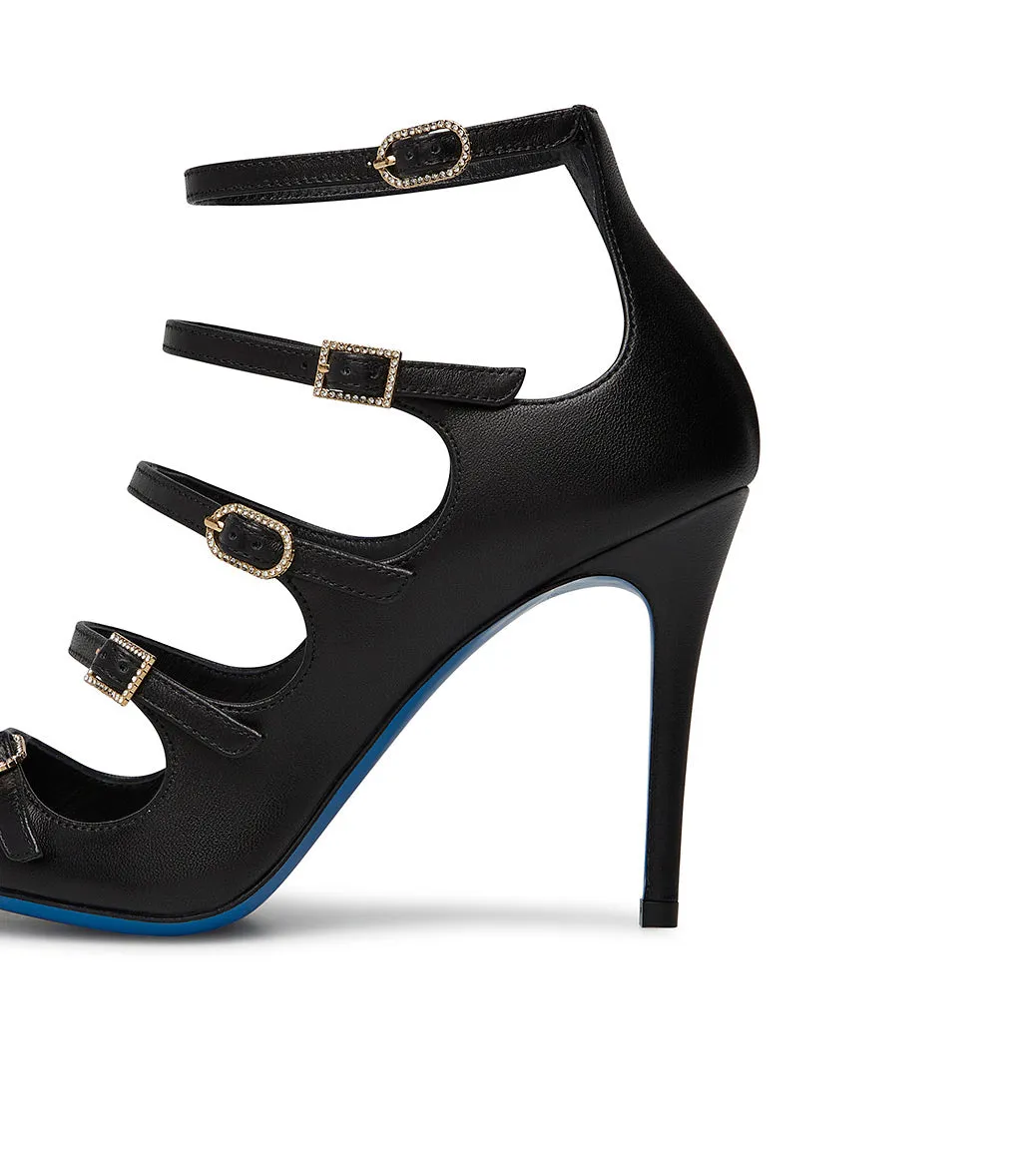 Black straped nappa leather sandal