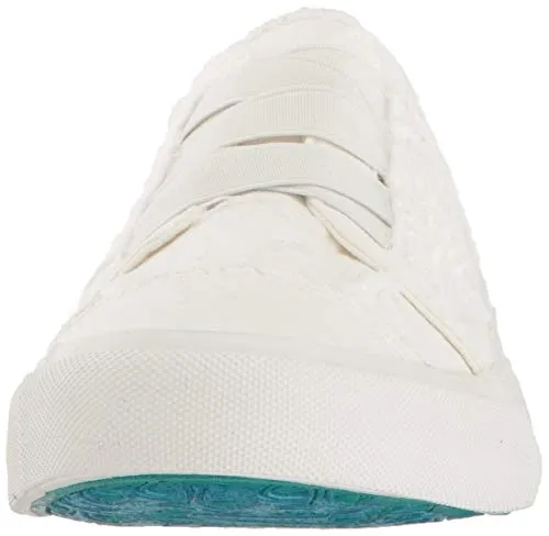 Blowfish Women's Marley Fashion Sneaker, White Color Washed Canvas, (7)