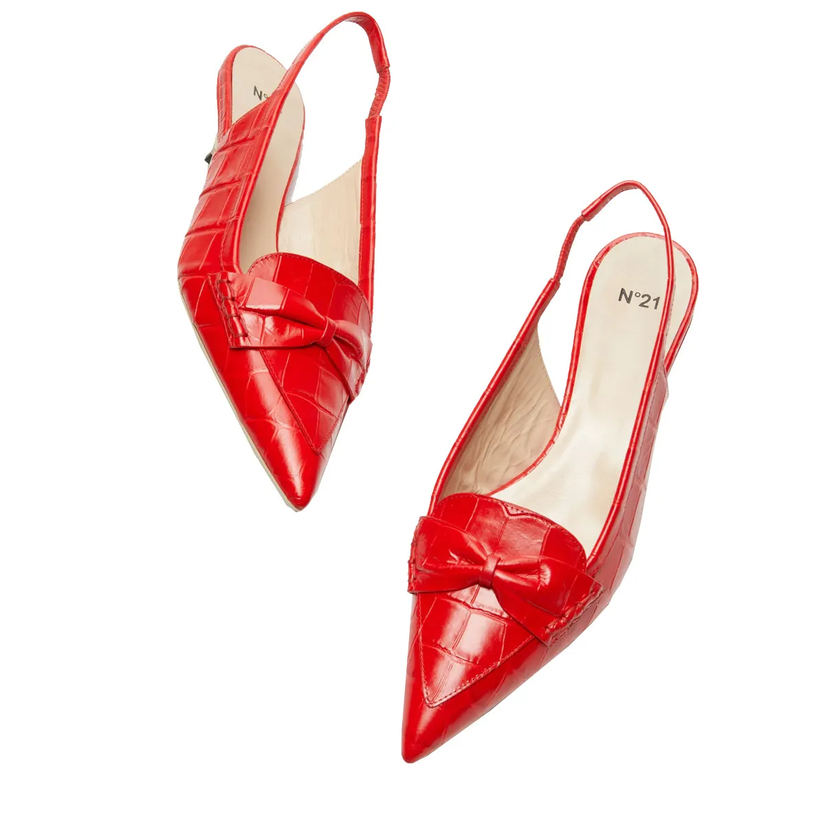 Bow Embellished Slingback Pumps