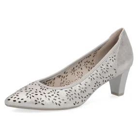 Caprice Silver Metal Low Heel Court Shoe 22503-28 920