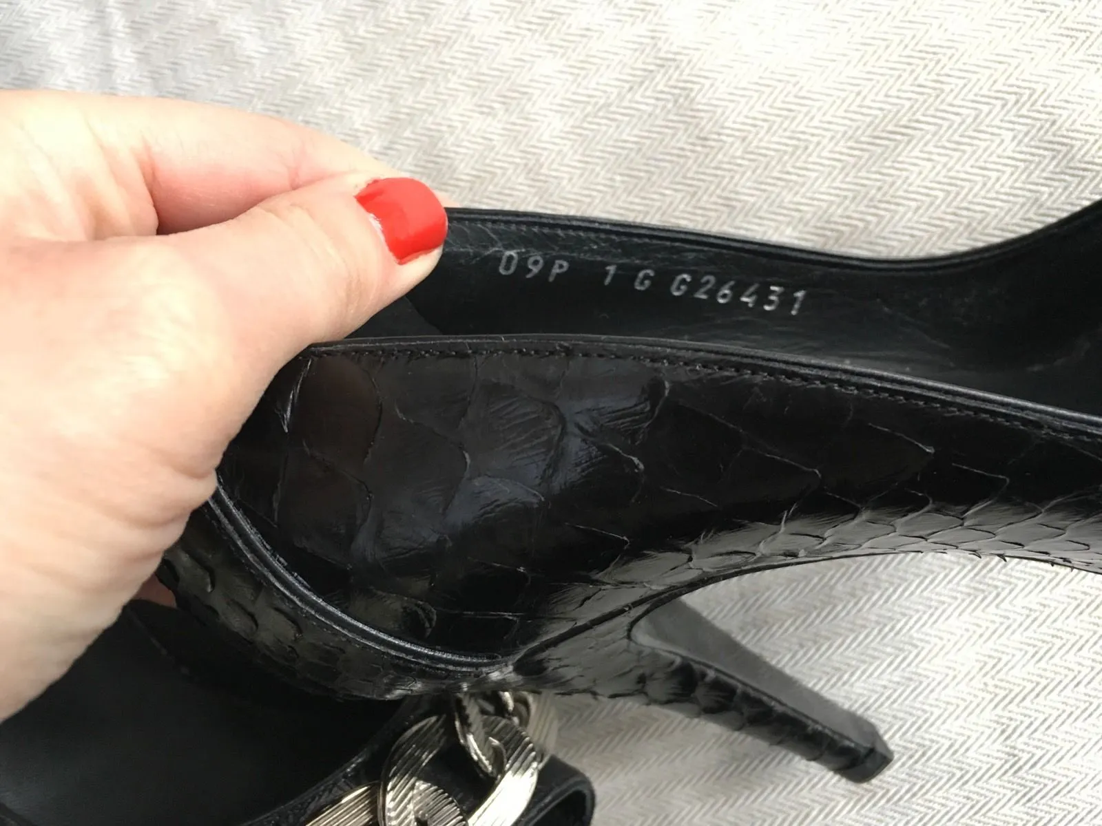 CHANEL CC CHAIN-LINK PYTHON SNAKESKIN Shoes Pumps Size 36 UK 3 US 6 LADIES
