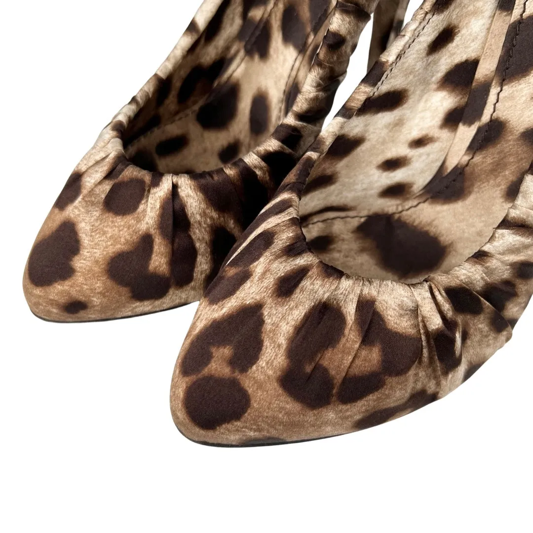 Dolce & Gabbana Leopard Print Pleated Silk Pumps