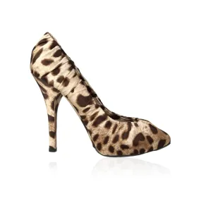Dolce & Gabbana Leopard Print Pleated Silk Pumps