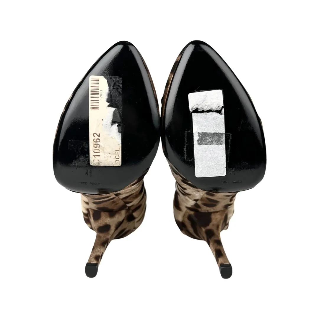 Dolce & Gabbana Leopard Print Pleated Silk Pumps