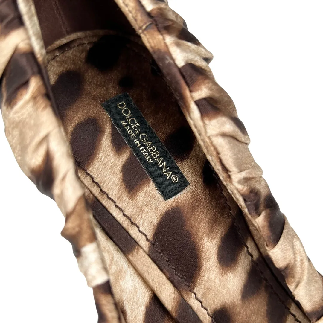 Dolce & Gabbana Leopard Print Pleated Silk Pumps