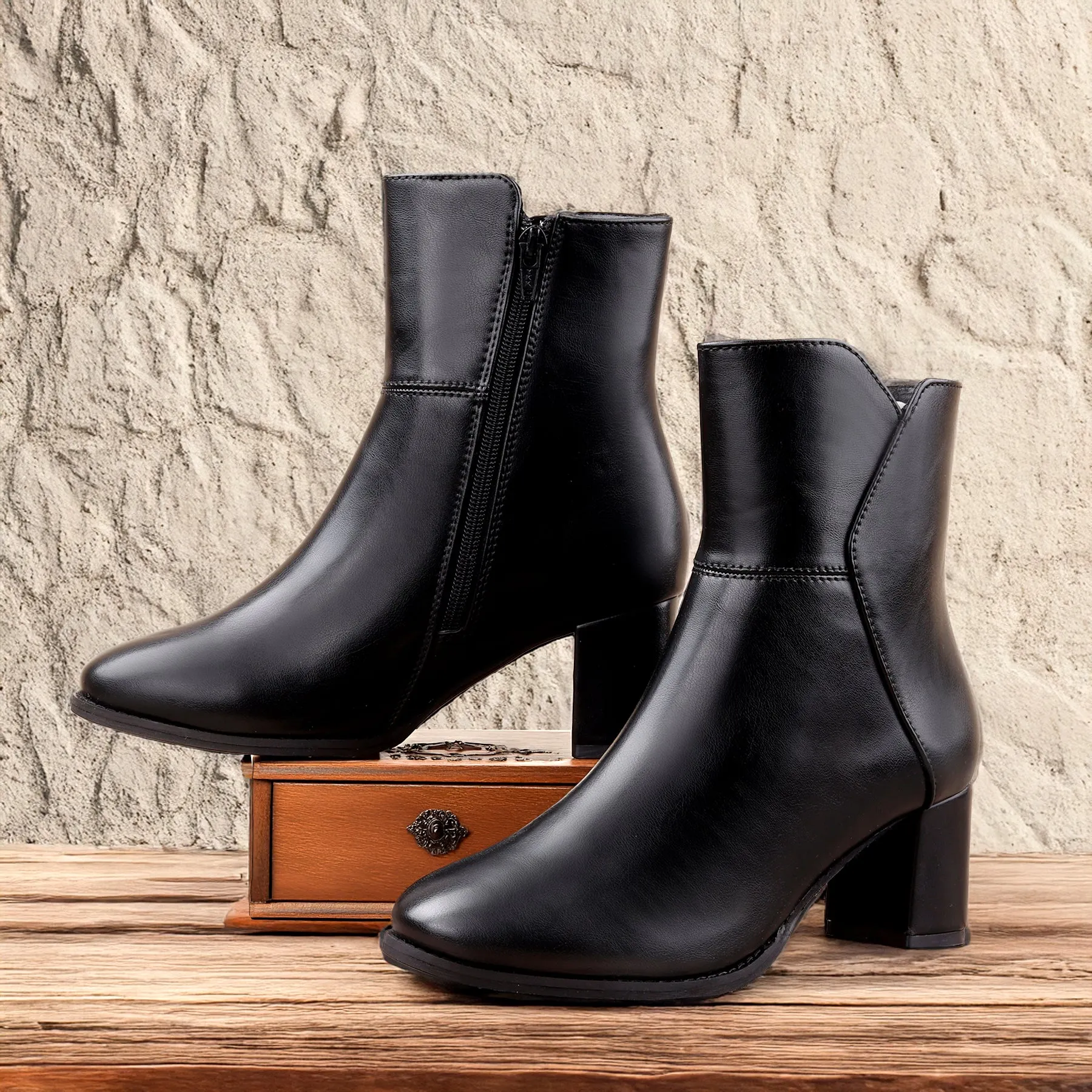Elegant Vegan Ankle Zipper Boots for Women