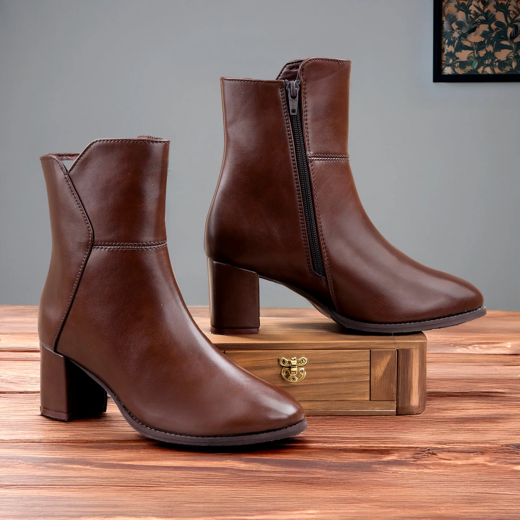 Elegant Vegan Ankle Zipper Boots for Women