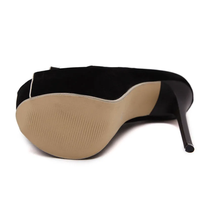Fashion Women's Open Toe Platform Thin Heels Shoes With Bow-Knot Decore