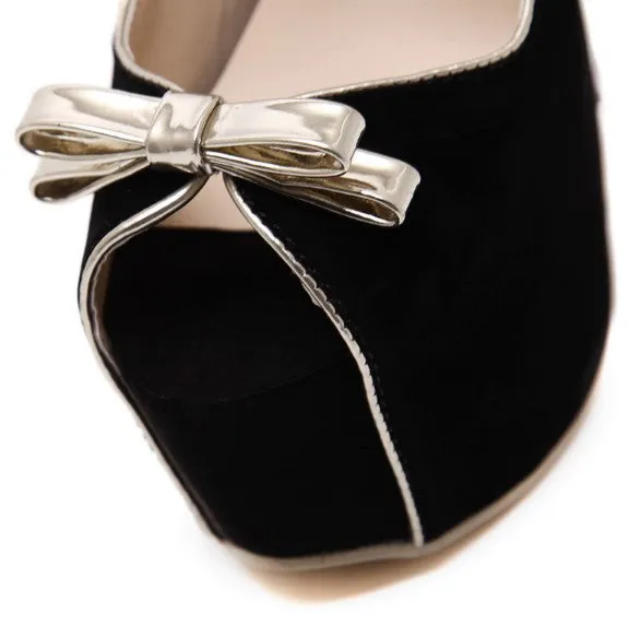Fashion Women's Open Toe Platform Thin Heels Shoes With Bow-Knot Decore