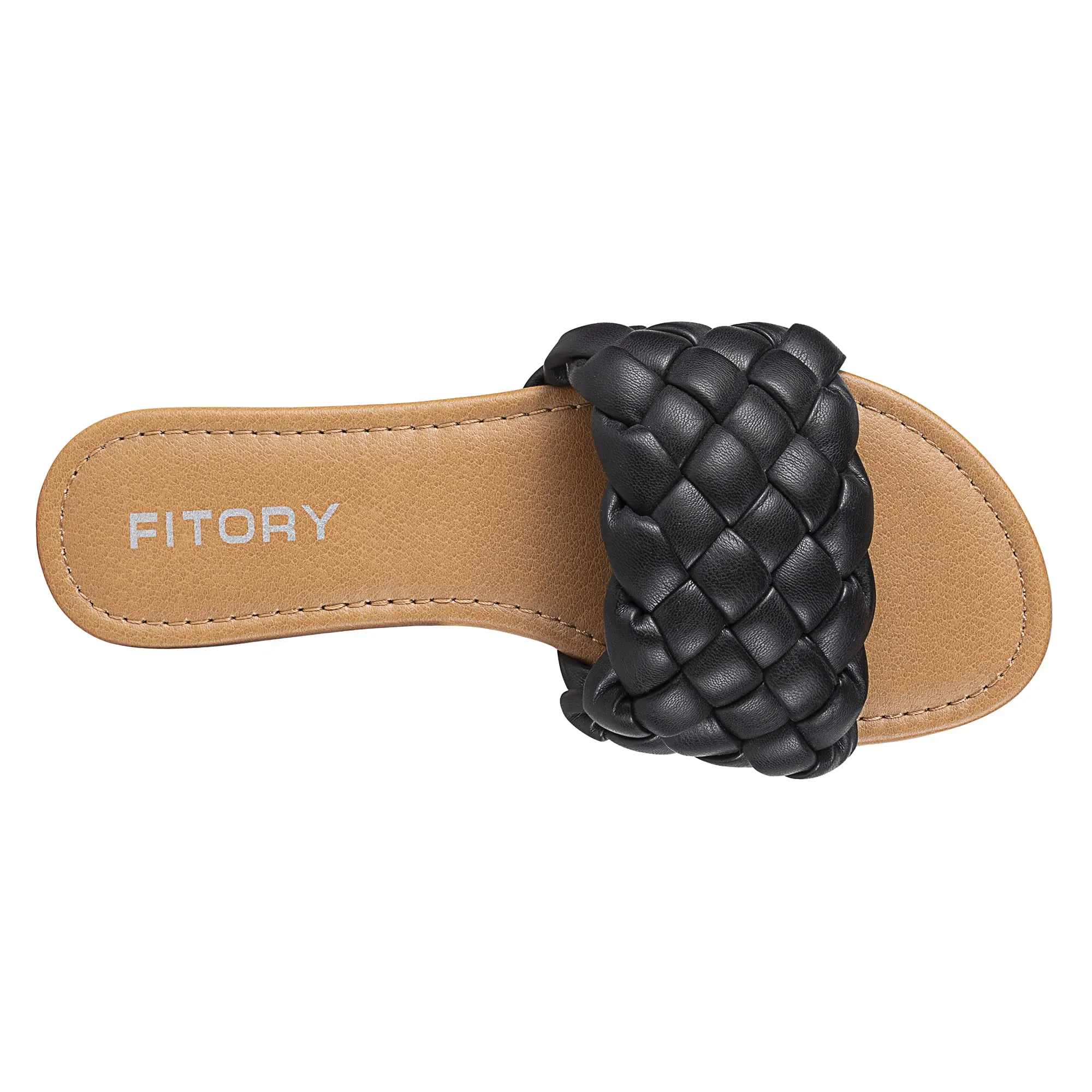 FITORY Womens Flat Sandals Fashion Round Open Toe Slip On Slides with Braided Strap Slippers for Summer Size 6-11