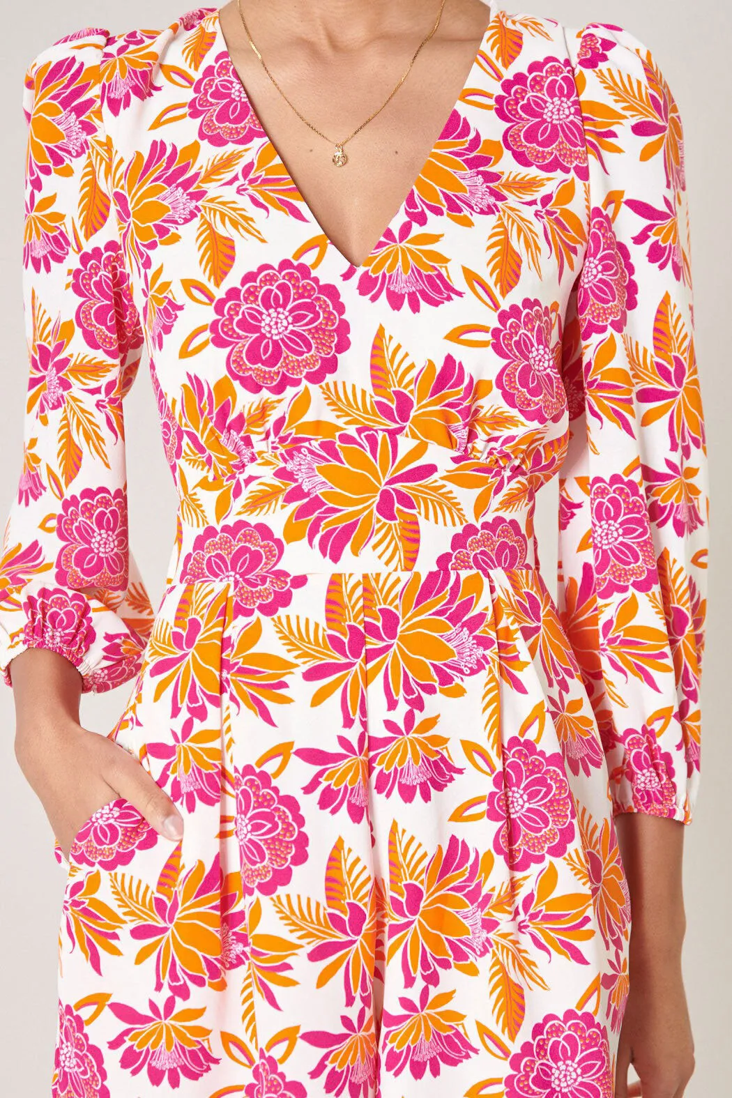 Flower Bomb Balloon Sleeve Heartthrob Romper