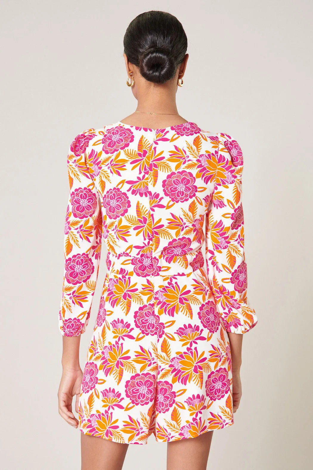Flower Bomb Balloon Sleeve Heartthrob Romper