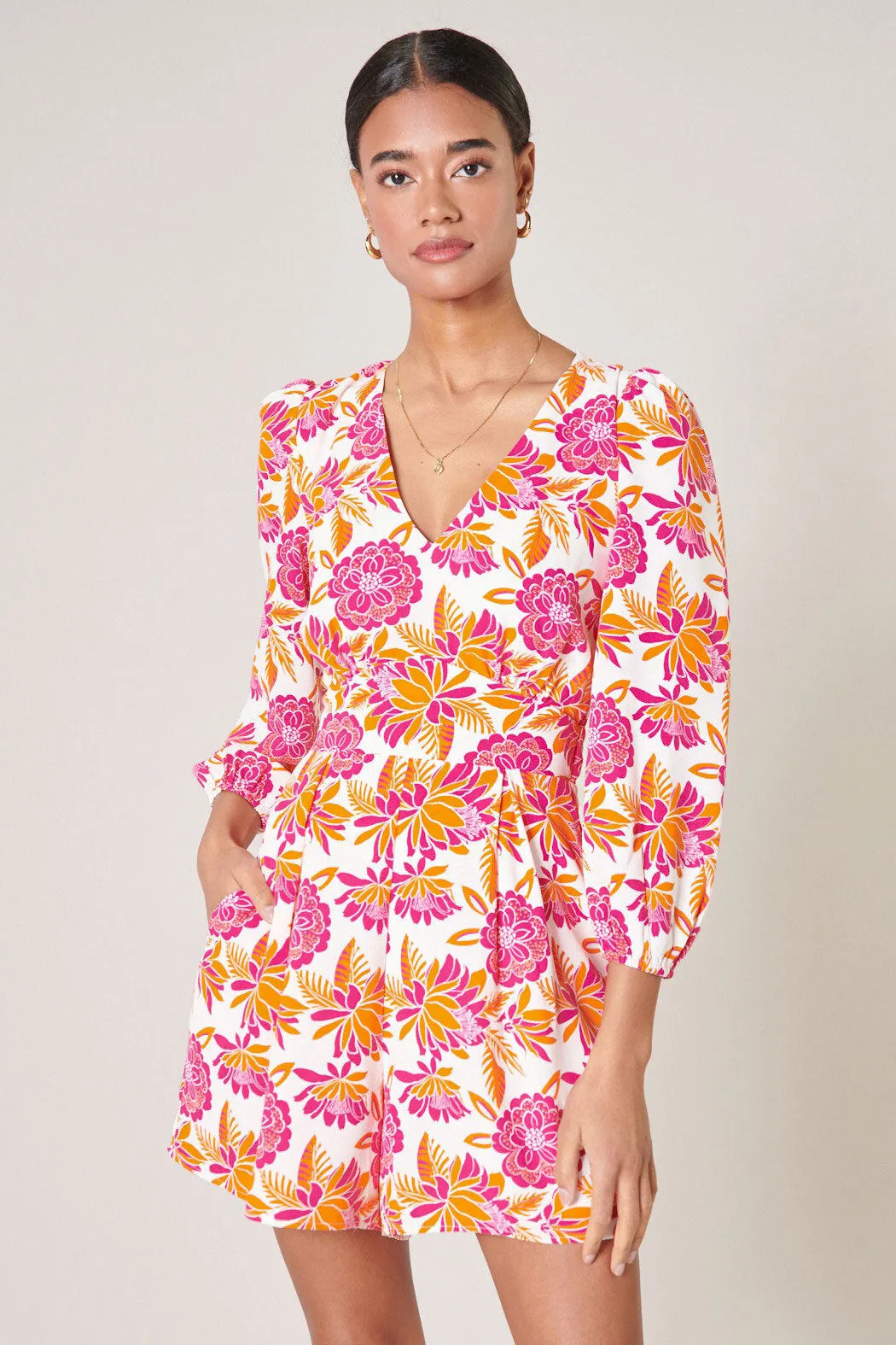 Flower Bomb Balloon Sleeve Heartthrob Romper