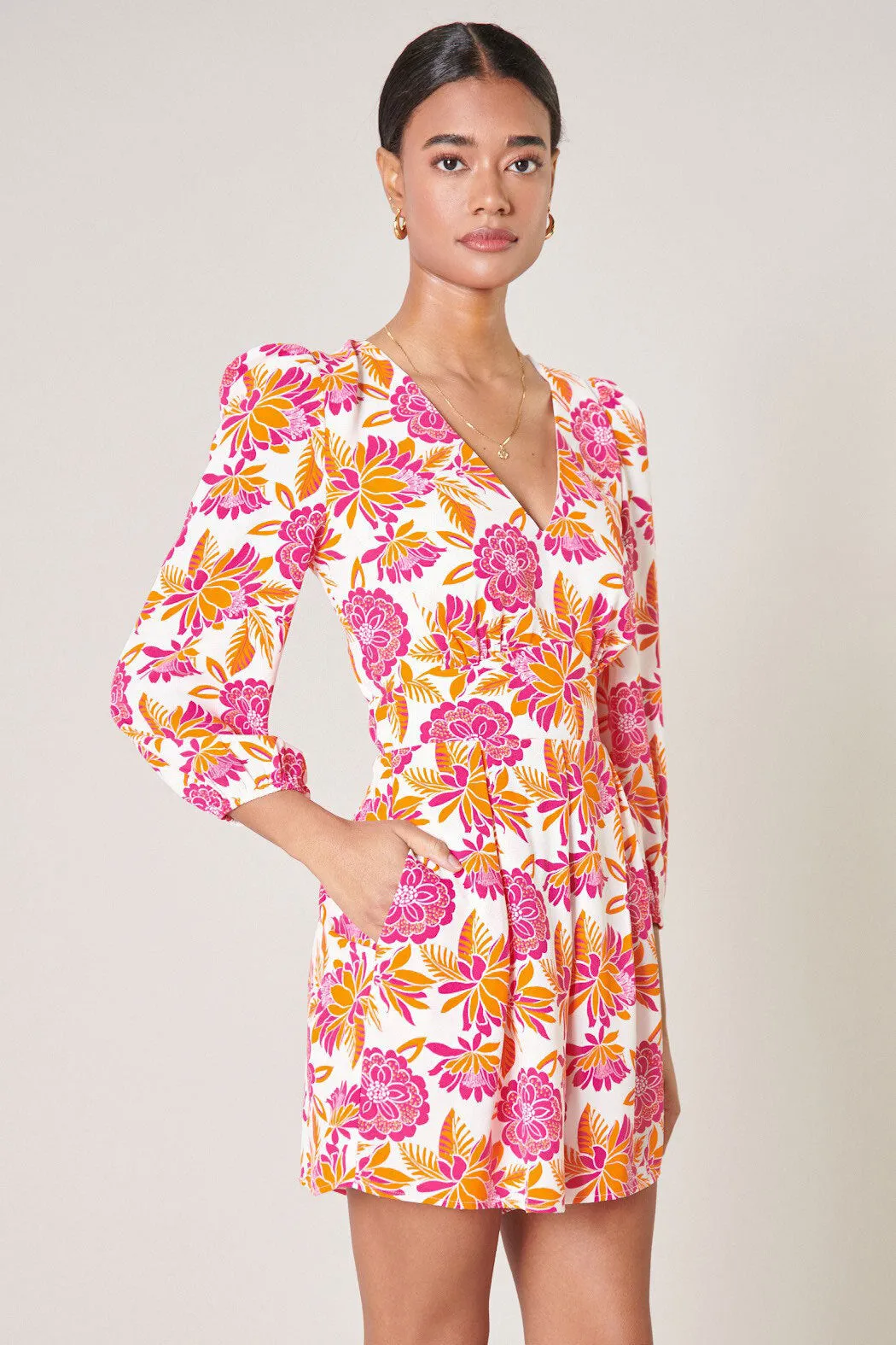 Flower Bomb Balloon Sleeve Heartthrob Romper