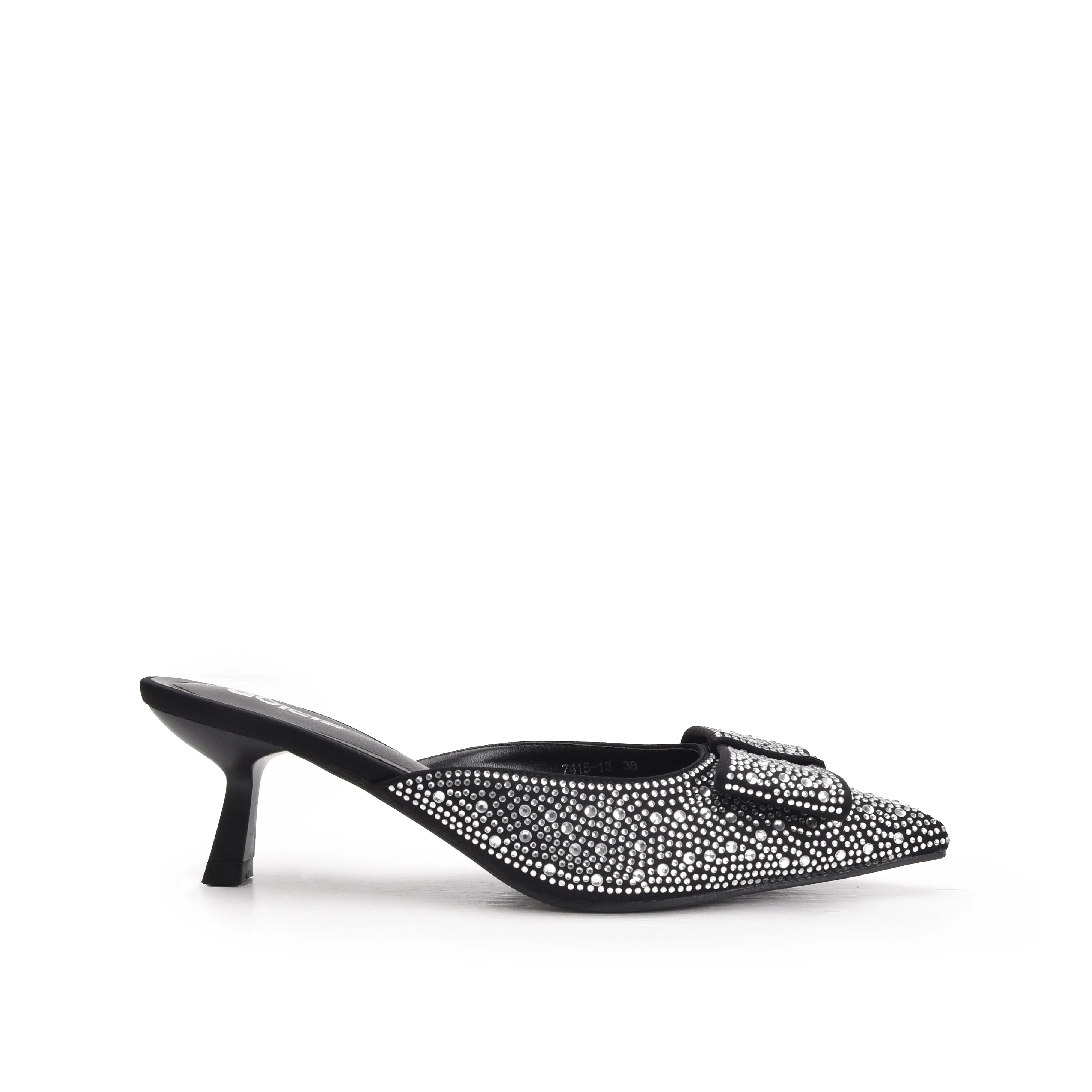 Glamorous Black Rhinestone Mules | 424N-C