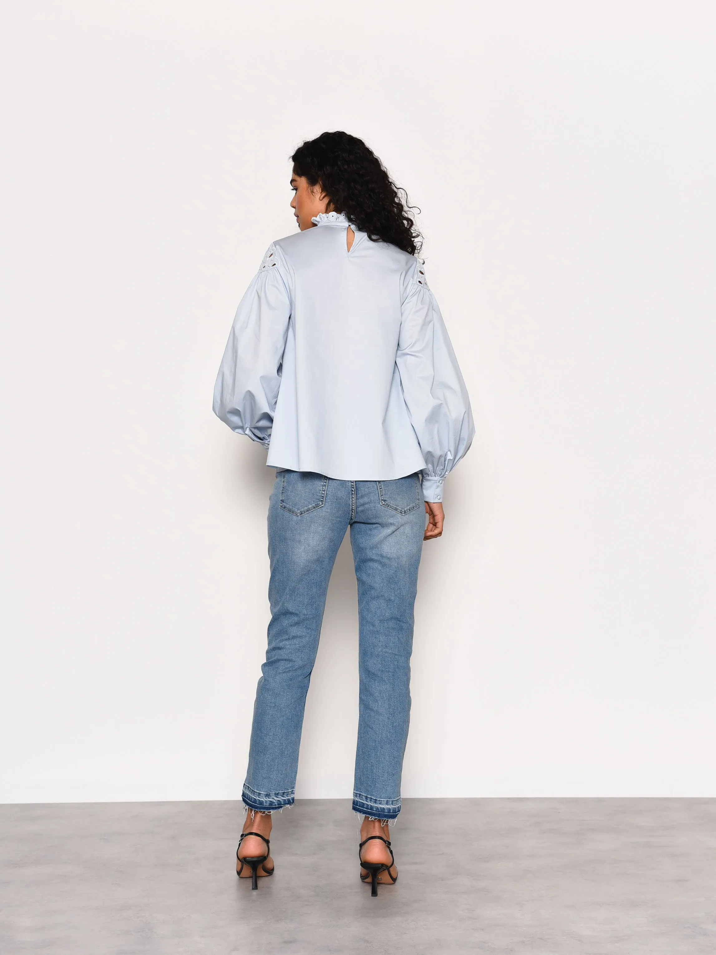 Glamorous Light Blue Puff Sleeve Blouse