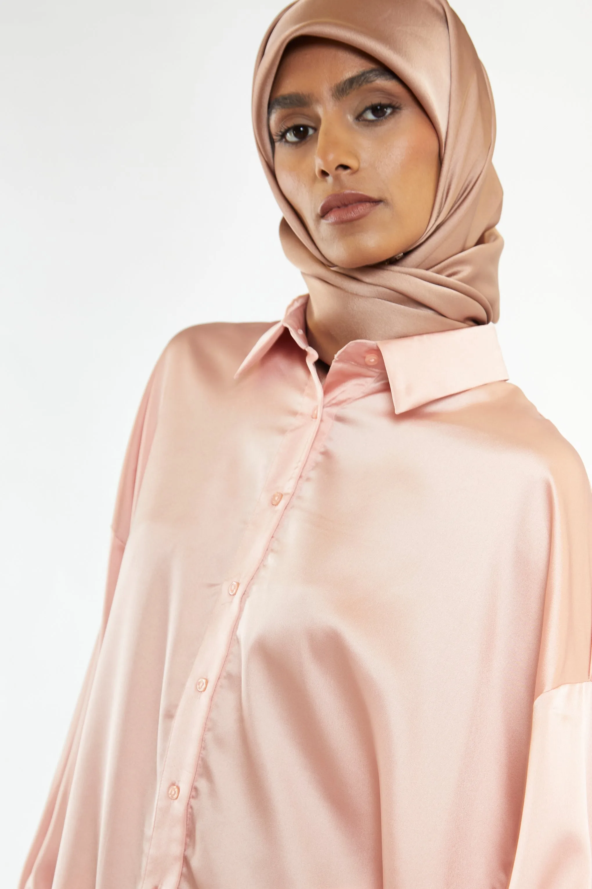 Glamorous Modest Dusty Peach Shirt Dress