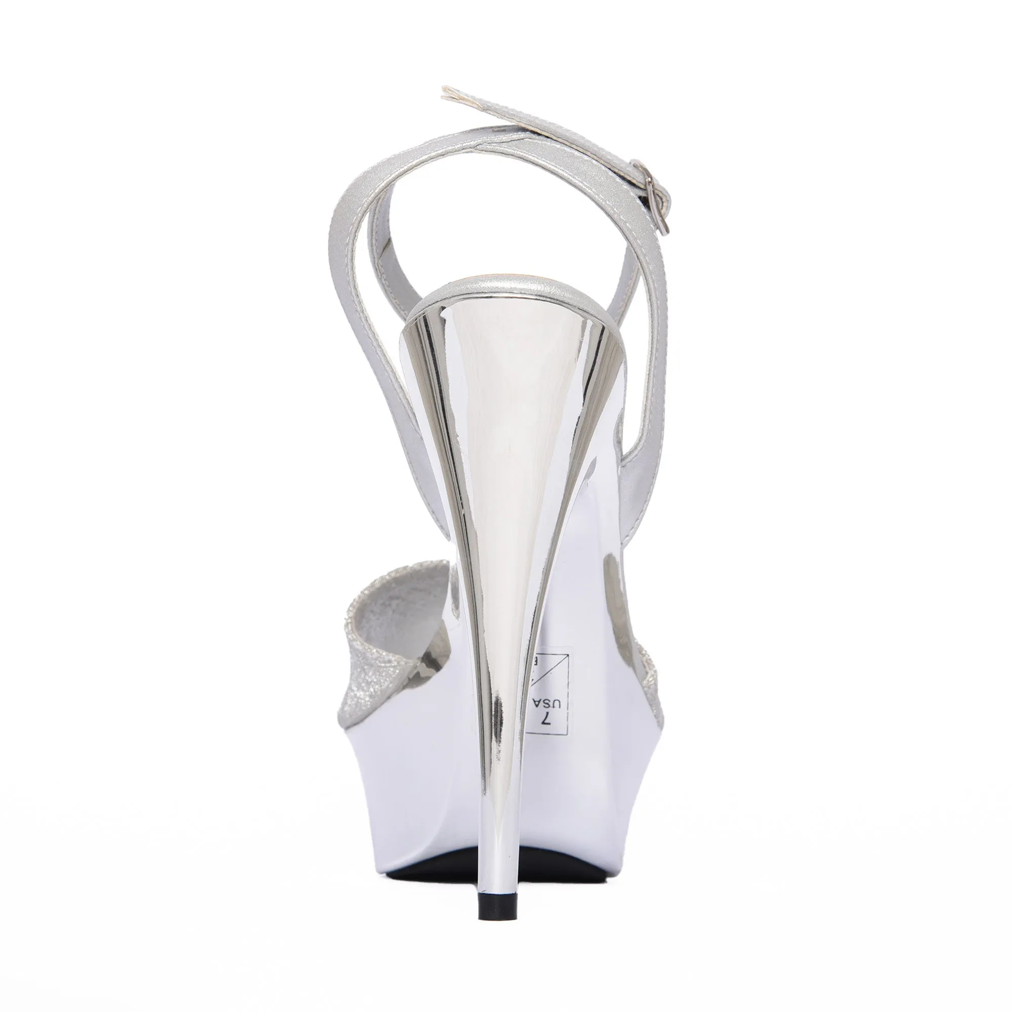 Glamorous Silver Platform Heels with Ankle Strap | 241D-S Dolcis