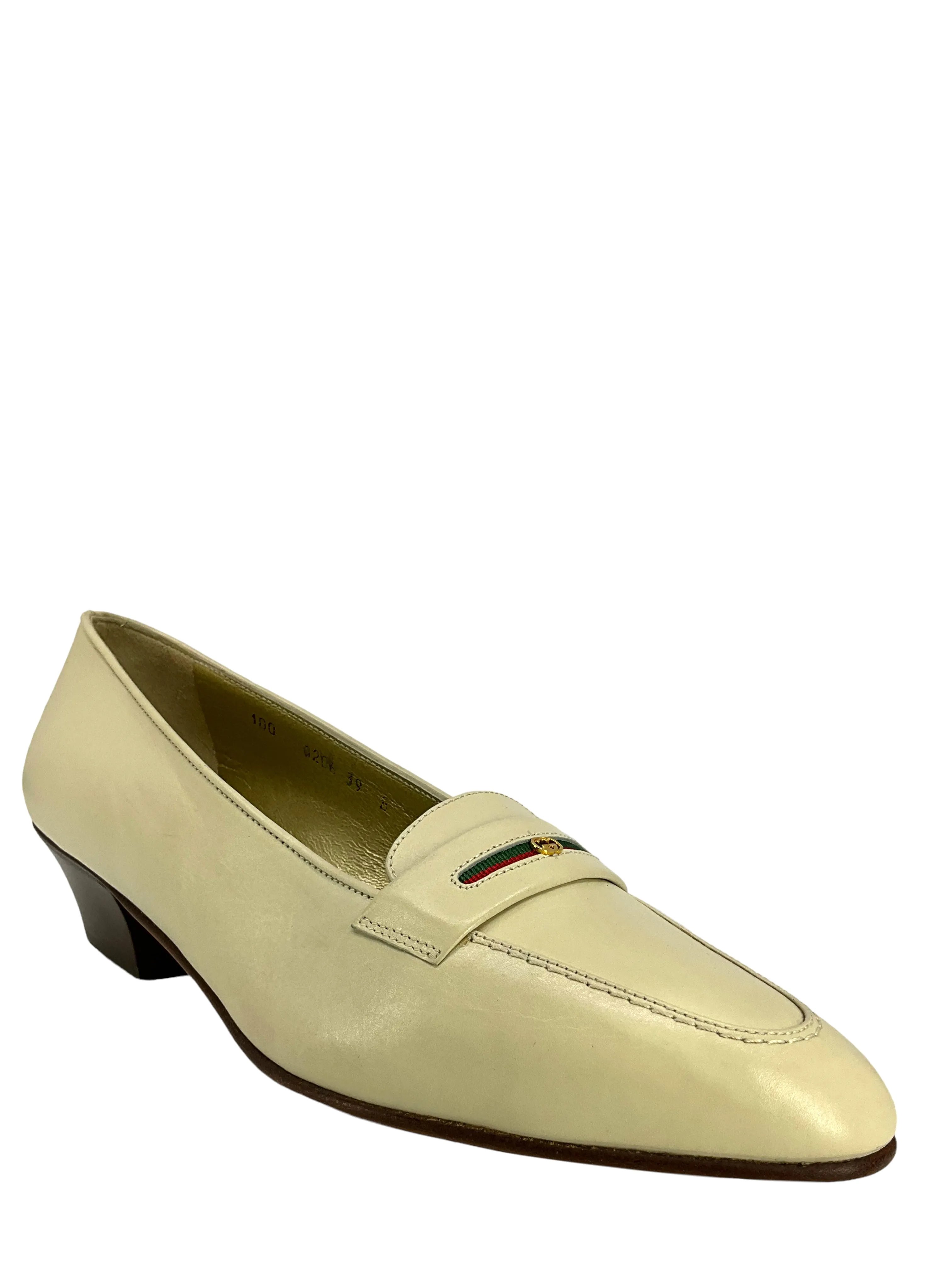 GUCCI Vintage GG Logo Web Loafers Size 9 NEW