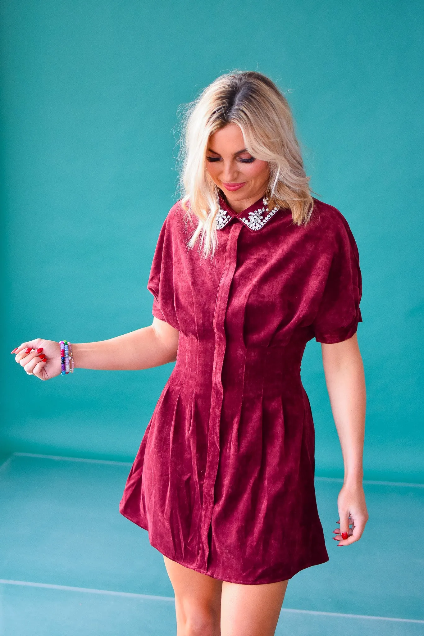 Holli Rhinestone Collar Mini Dress