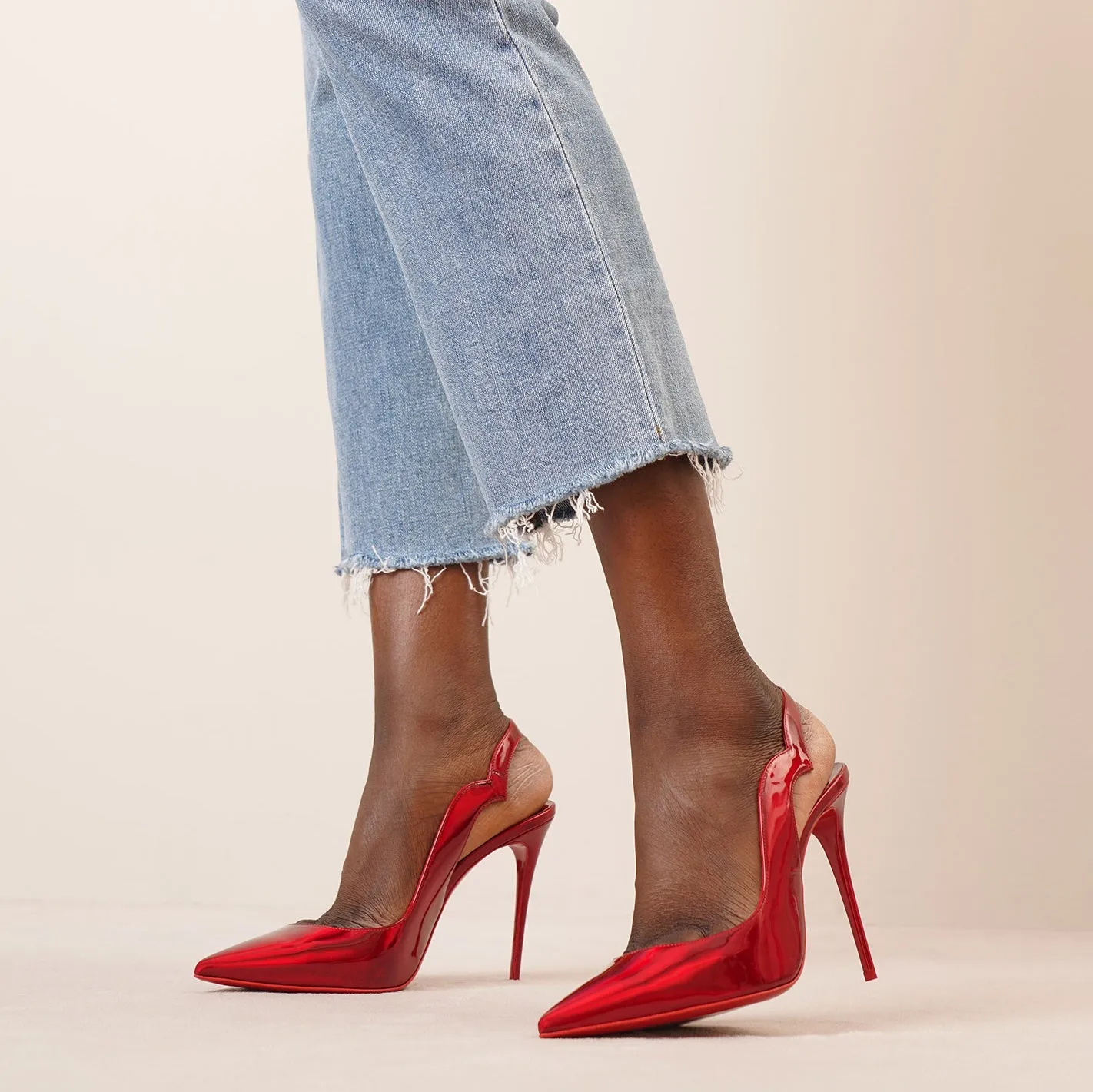 Hot Chick sling 100 red patent pumps