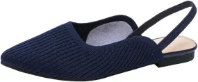HROYL Slingback Flats for Women Pointed Toe Ballet Flats Shoes Women Dressy Comfortable Slip On Knit Flat Model XTZ-BT6