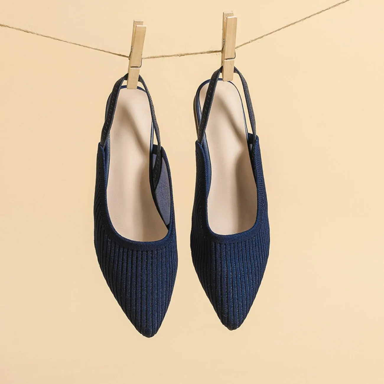 HROYL Slingback Flats for Women Pointed Toe Ballet Flats Shoes Women Dressy Comfortable Slip On Knit Flat Model XTZ-BT6