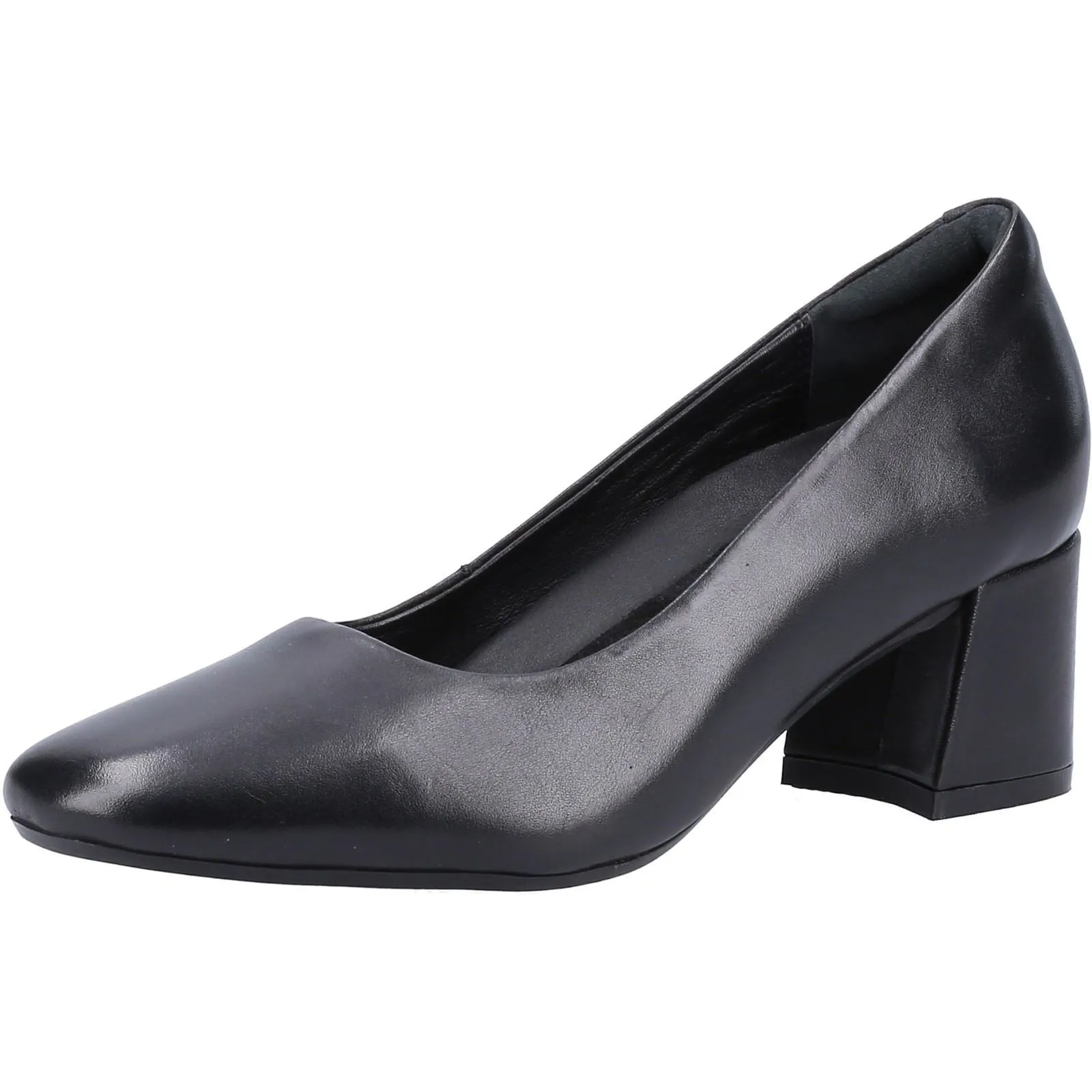 Hush Puppies Alicia Court Shoe Black Leather Female Court Ladies Shoes