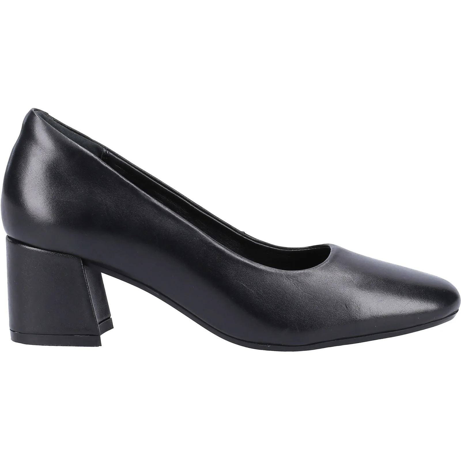 Hush Puppies Alicia Court Shoe Black Leather Female Court Ladies Shoes