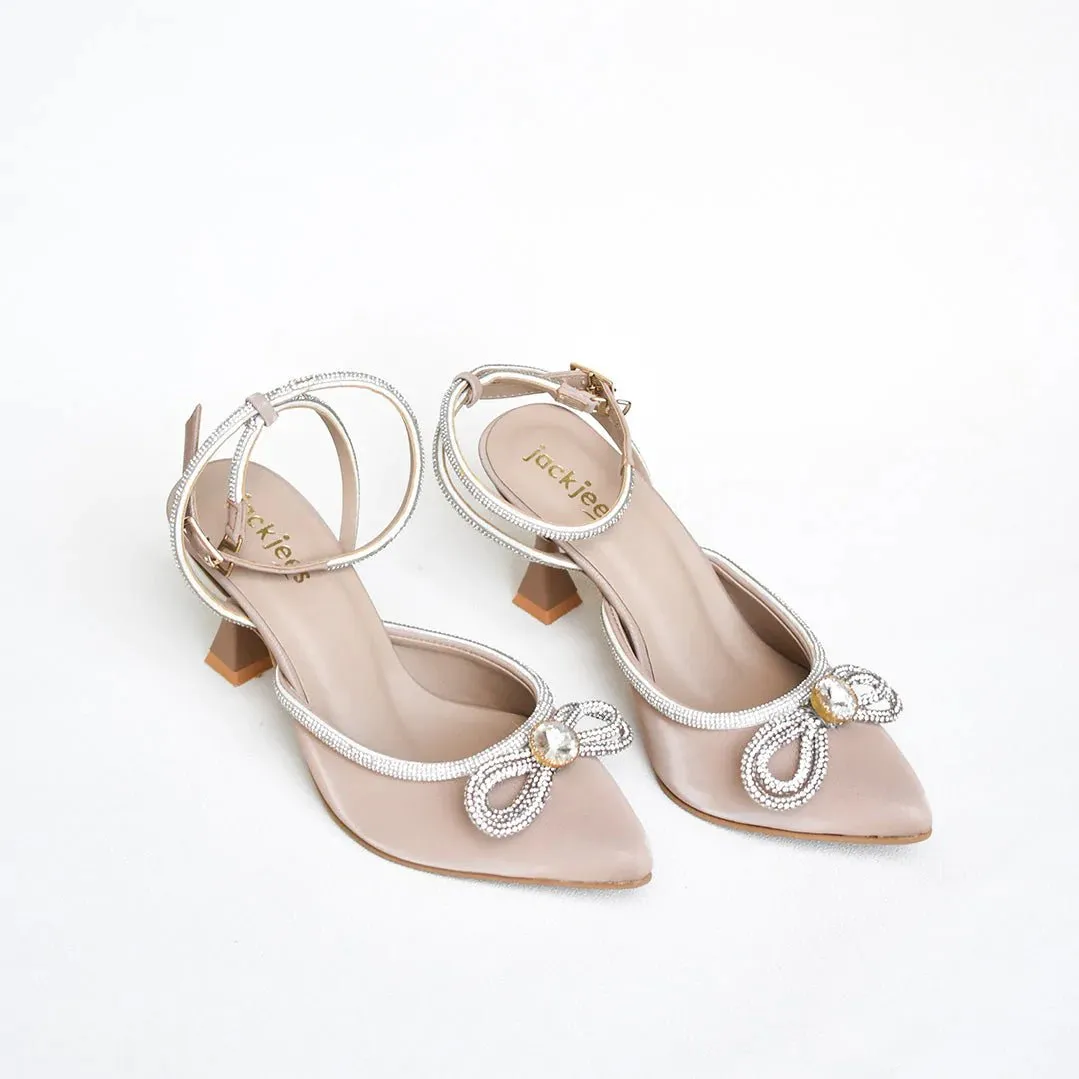 Jack Jees- Flashy Bow Mules Beige