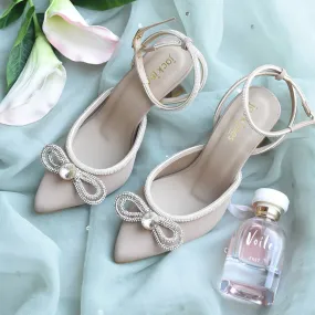 Jack Jees- Flashy Bow Mules Beige