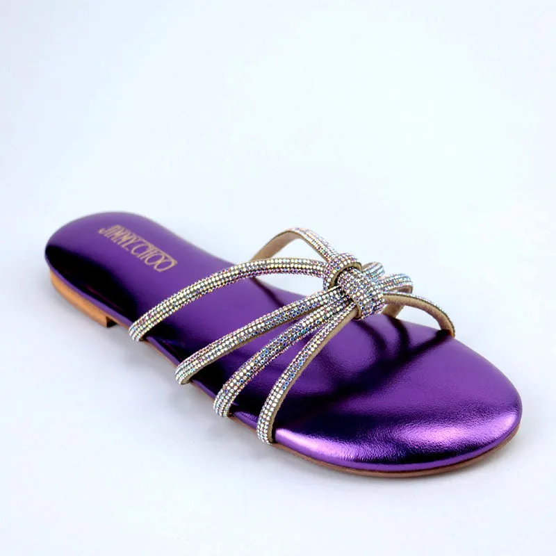 JC Sleek Stylish Rhinestone Knot Strap Flat Slipper #10393 #22