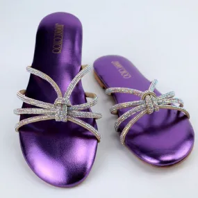 JC Sleek Stylish Rhinestone Knot Strap Flat Slipper #10393 #22