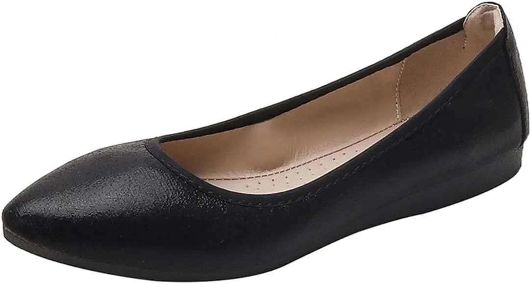 JOEupin Women's Pointed Toe Dress Flats Comfort Slip On Foldable Ballet Flat Shoes Soft with Bowknot
