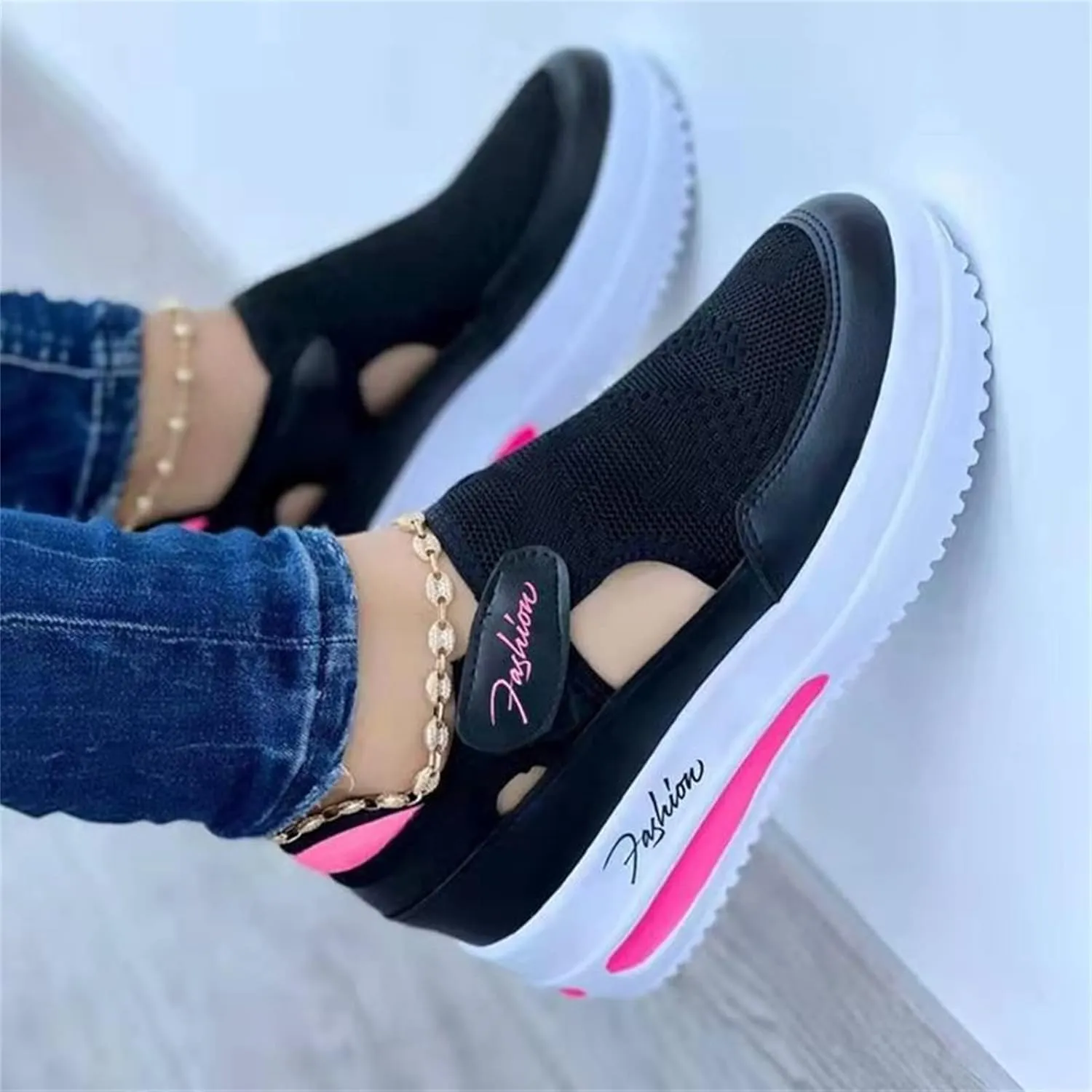 Ladmiple Sneakers For Women Comfortable Shoes Slip On Casual Platform Walking Shoes Dressy Summer Fashion Flats Loafers