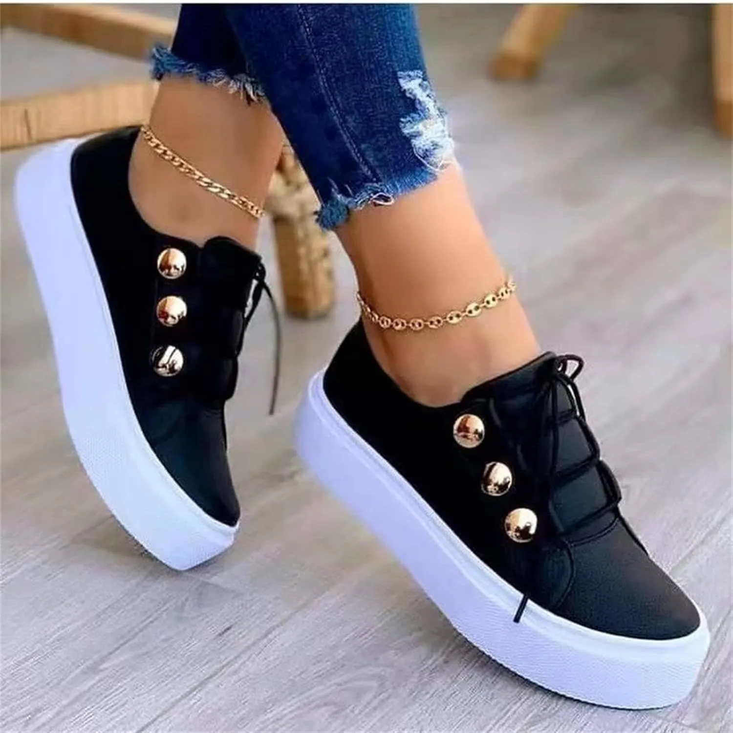 Ladmiple Sneakers For Women Slip On Low Top Casual Walking Shoes Dressy Summer Fashion Comfort Non Slip Flats Loafers