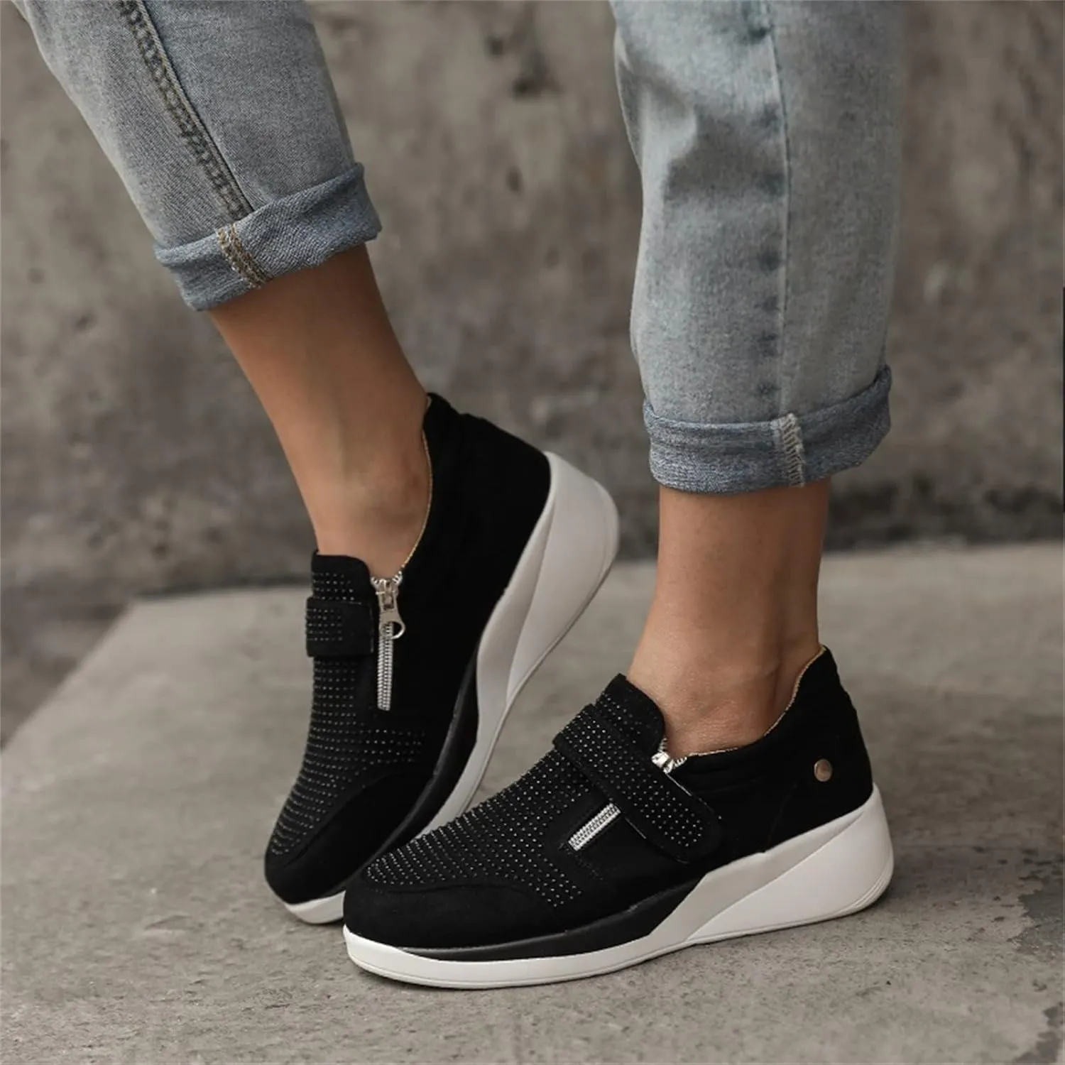 Ladmiple Sneakers For Women Walking Shoes Comfortable Slip on Fashion Casual Dressy Summer Low Top Platform Flats Loafer