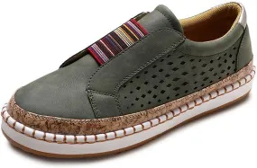 Lausiuoe Shoes For Women Dressy Flats Canvas Loafers Slip on Low Top Non Slip Fashion Casual Classic Soft Walking Sneakers