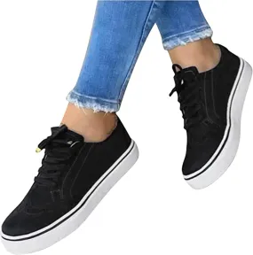 Lausiuoe Shoes For Women Sneakers Trendy Slip on Low Top Canvas Walking Shoes Non Slip Fashion Casual Flat Loafers