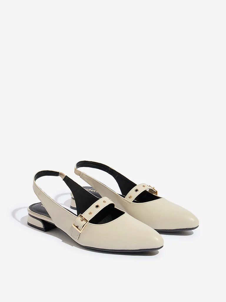 LUNA BLU Ivory Eyelet-Detailed Mules