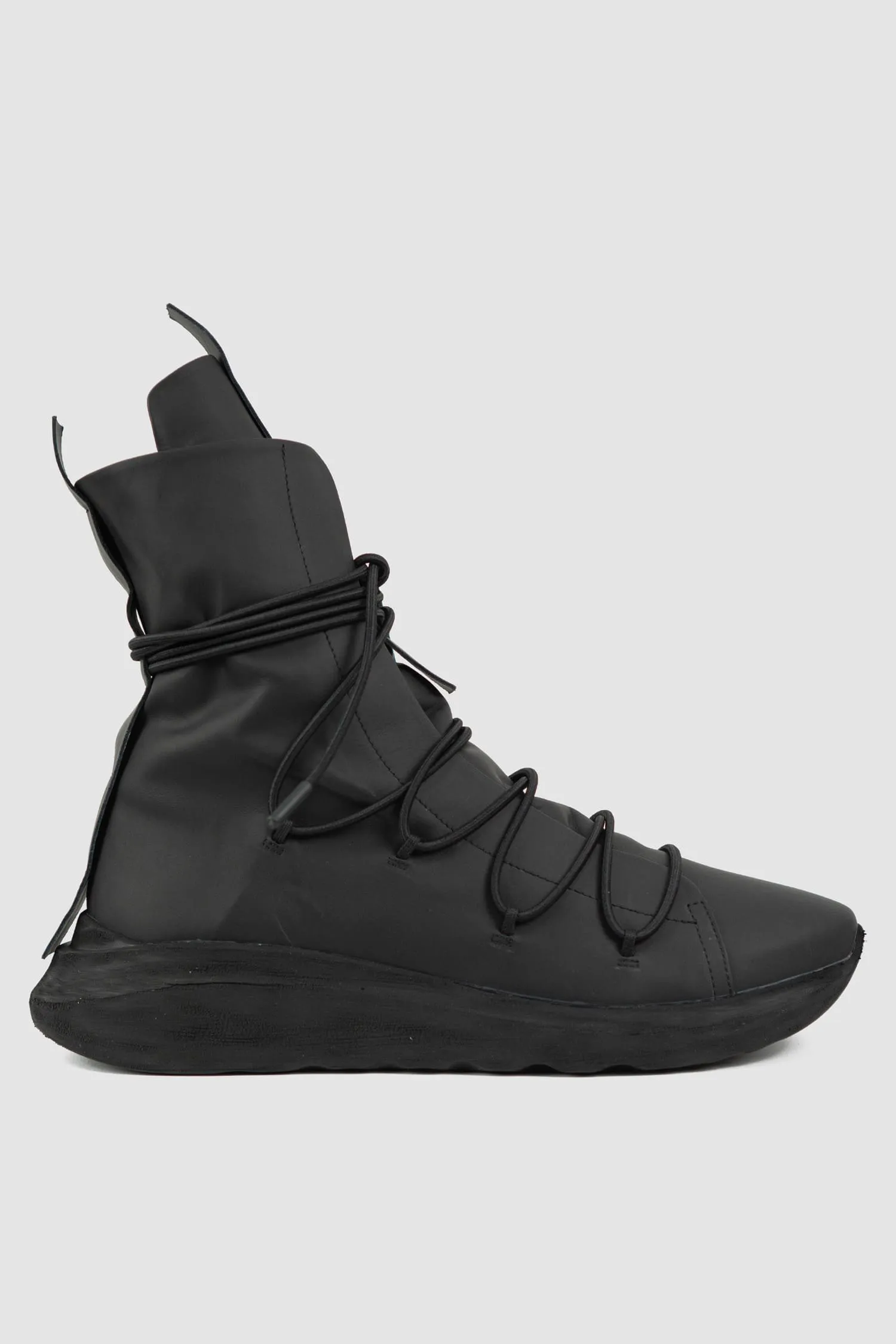 Matte Calf Leather All-Over Lacing Sock Sneakers