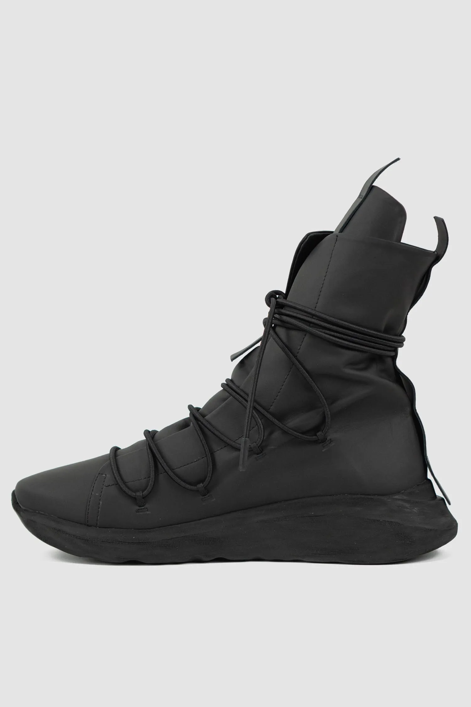 Matte Calf Leather All-Over Lacing Sock Sneakers