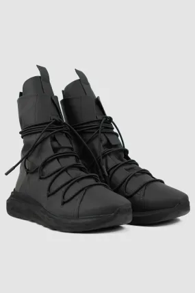 Matte Calf Leather All-Over Lacing Sock Sneakers