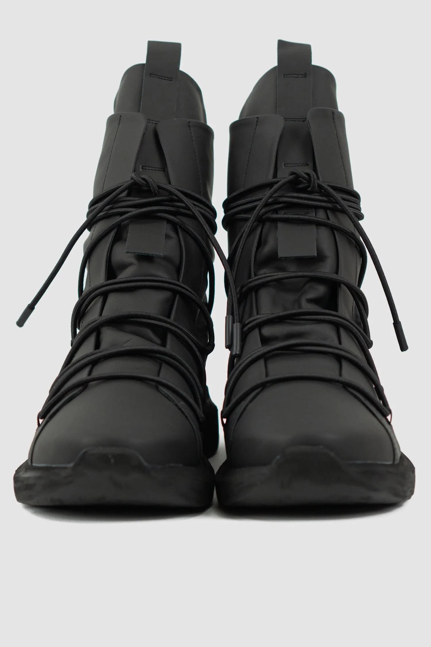 Matte Calf Leather All-Over Lacing Sock Sneakers